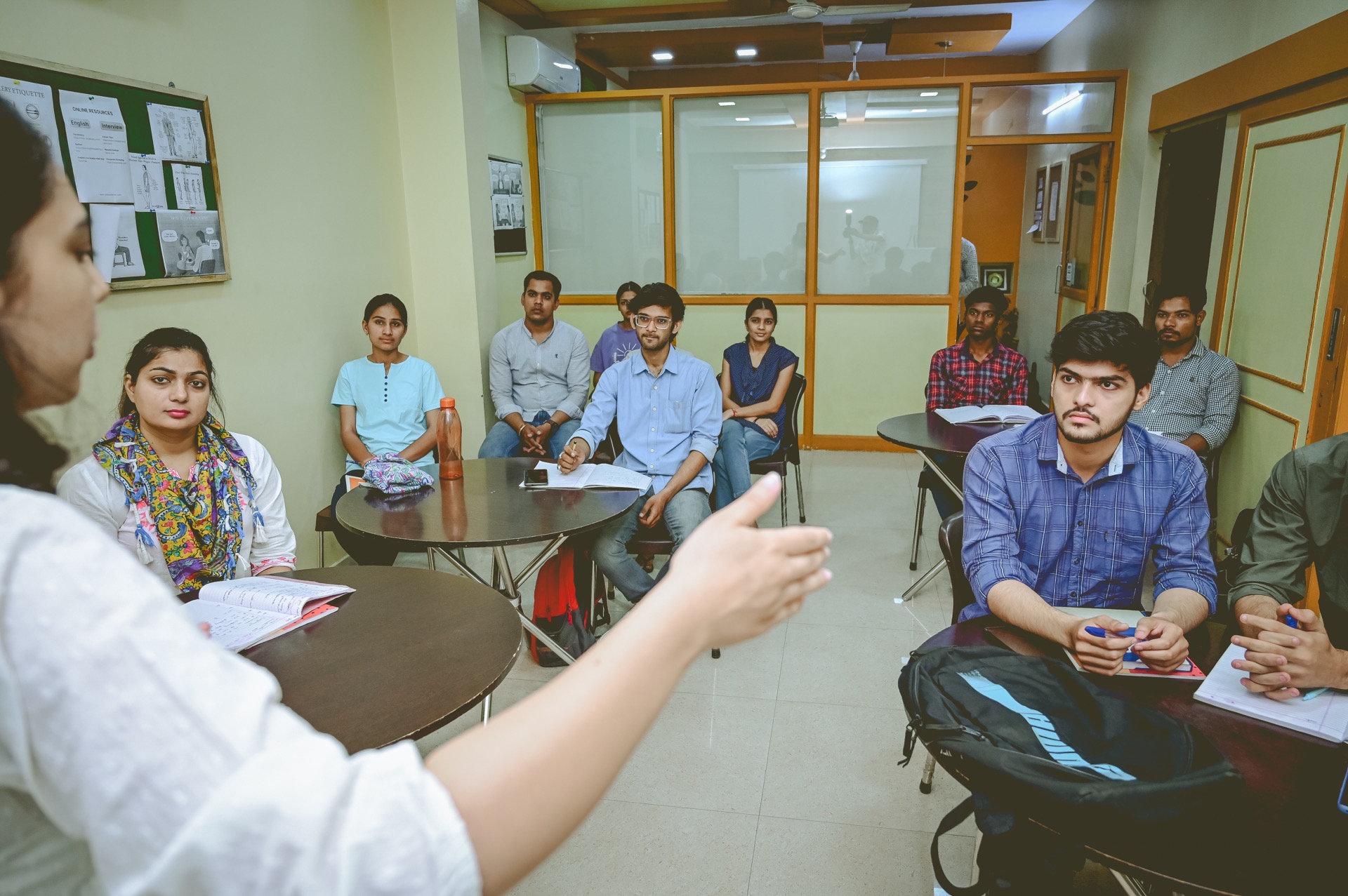 Trainer leading a full classroom session
