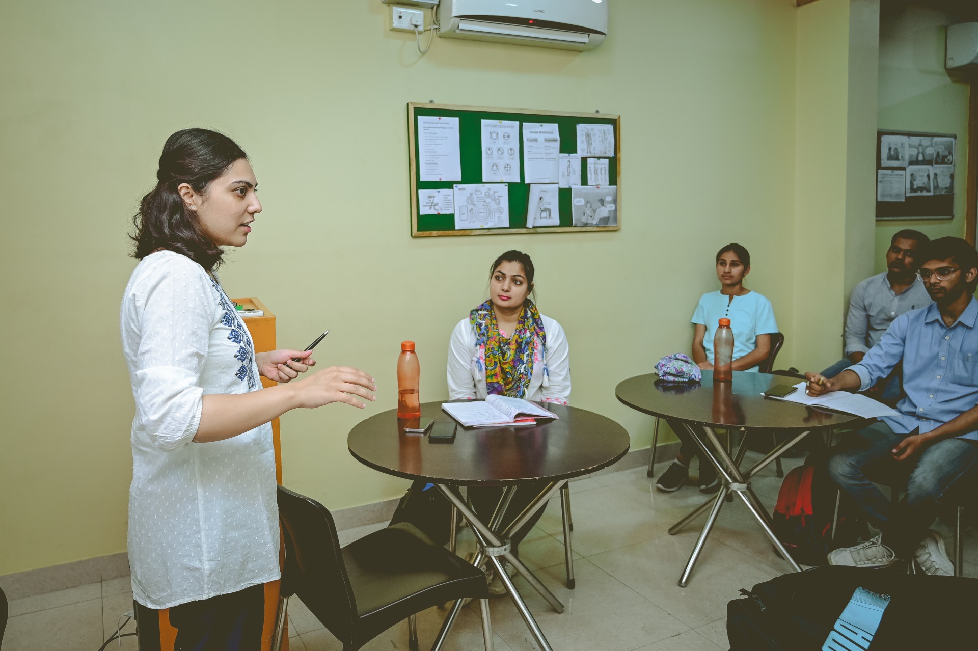Trainer addressing students